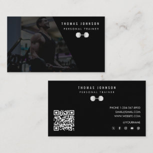 Moderne Personal Trainer Bodybuilder Foto QR-code Visitekaartje