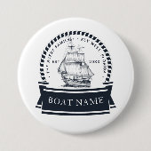 Moderne, persoonlijk geschakelde nautical boat ronde button 7,6 cm (Voorkant)