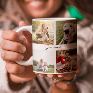 Moderne persoonlijke 10 foto's Collage Dog White Tweekleurige Koffiemok