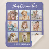 Moderne persoonlijke 9 fotocollage Periwinkle Sherpa Deken (Voorkant)