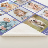 Moderne persoonlijke 9 fotocollage Periwinkle Sherpa Deken (3/4)