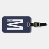 Moderne persoonlijke badmonogram en naam bagagelabel (Voorkant horizontaal)