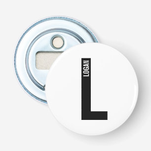 Moderne persoonlijke badmonogram en naam button flesopener