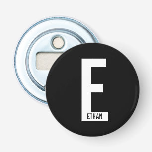 Moderne persoonlijke badmonogram en naam button flesopener