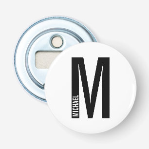 Moderne persoonlijke badmonogram en naam button flesopener