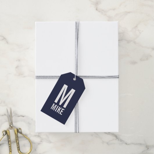 Moderne persoonlijke badmonogram en naam cadeaulabel (Met Touw)