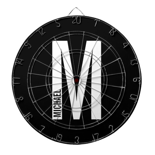 Moderne persoonlijke badmonogram en naam dartbord (Voorkant)