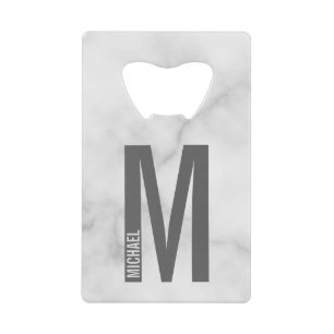 Moderne persoonlijke badmonogram en naam kredietkaart flessenopener