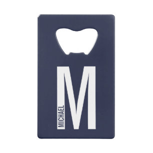 Moderne persoonlijke badmonogram en naam kredietkaart flessenopener