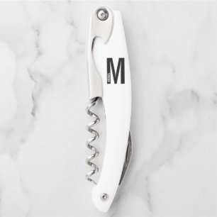 Moderne persoonlijke badmonogram en naam kurkentrekker