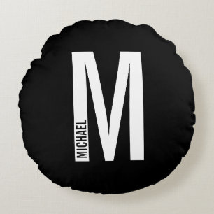 Moderne persoonlijke badmonogram en naam rond kussen