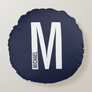 Moderne persoonlijke badmonogram en naam rond kussen