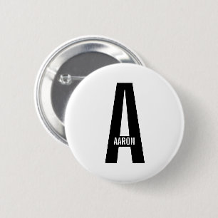 Moderne persoonlijke badmonogram en naam ronde button 5,7 cm
