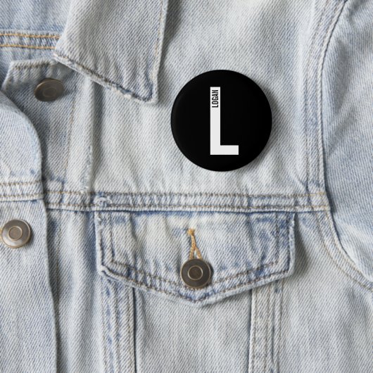 Moderne persoonlijke badmonogram en naam ronde button 5,7 cm (In situ)