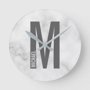 Moderne persoonlijke badmonogram en naam ronde klok