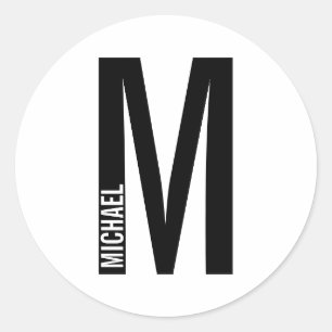 Moderne persoonlijke badmonogram en naam ronde sticker