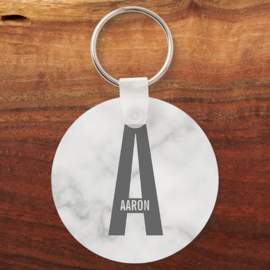 Moderne persoonlijke badmonogram en naam sleutelhanger (Voorkant)