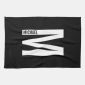 Moderne persoonlijke badmonogram en naam theedoek (Horizontaal)