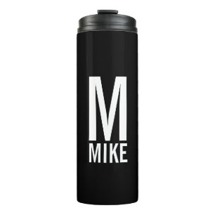 Moderne persoonlijke badmonogram en naam thermosbeker