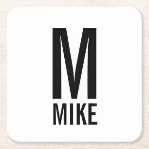 Moderne persoonlijke badmonogram en naam vierkante kartonnen onderzetter