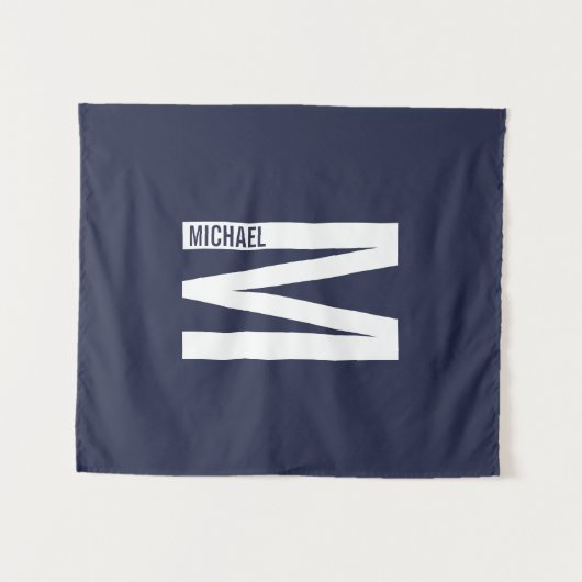 Moderne persoonlijke badmonogram en naam wandkleed (Voorkant (horizontaal))