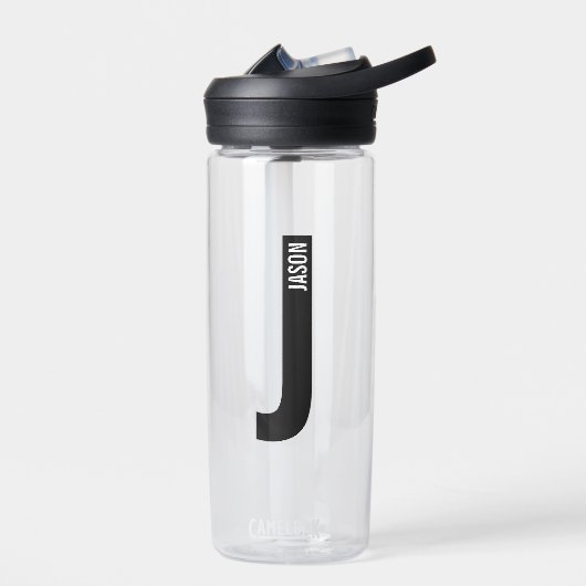 Moderne persoonlijke badmonogram en naam waterfles (Links)