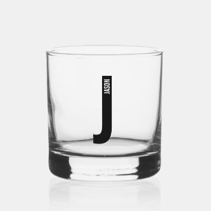Moderne persoonlijke badmonogram en naam whisky glas