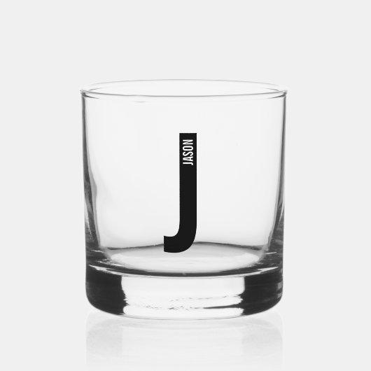 Moderne persoonlijke badmonogram en naam whisky glas (Voorkant)