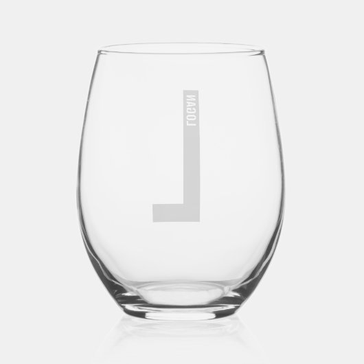 Moderne persoonlijke badmonogram en naam wijnglas zonder voet (Achterkant)