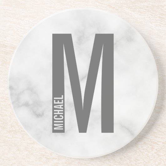 Moderne persoonlijke badmonogram en naam zandsteen onderzetter (Voorkant)