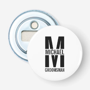 Moderne Persoonlijke Bruidsjonkers Monogram en Naa Button Flesopener