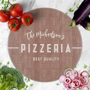 Moderne persoonlijke familienaam Typografie Pizza Snijplank