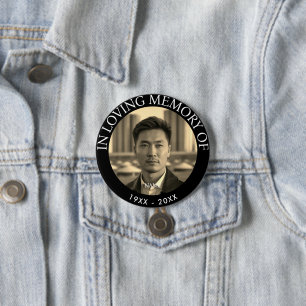 Moderne Persoonlijke Foto Herdenking Dode Ronde Button 7,6 Cm