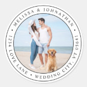 Moderne persoonlijke foto-terugzendlabel ronde sticker (Voorkant)