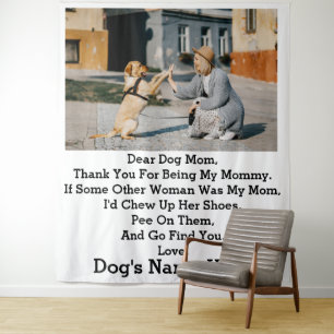 Moderne persoonlijke foto van Dog Mam Moederdag Wandkleed