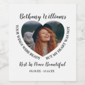 Moderne persoonlijke foto van het hart Memorial Wijn Etiket (Enkel label)