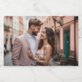 Moderne persoonlijke fotobruiloft likeurfles etiket (Enkel label)