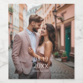 Moderne persoonlijke fotobruiloft wijn etiket (Enkel label)