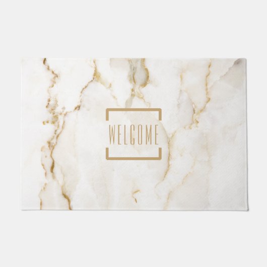 Moderne, persoonlijke Gold Effect Marble Deurmat (Voorkant)