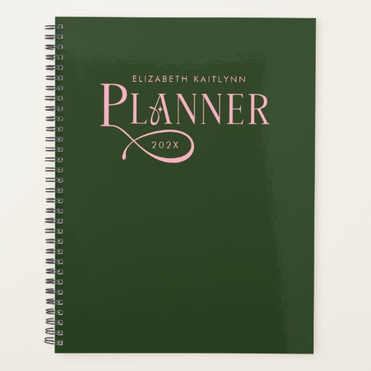 Moderne Persoonlijke Groen en Roze Planner (Voorkant)