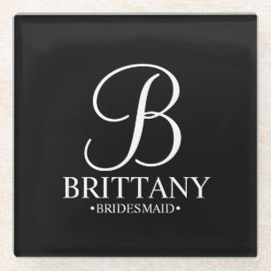 Moderne persoonlijke monogram en naam Bridesmaid Glazen Onderzetter
