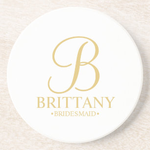 Moderne persoonlijke monogram en naam Bridesmaid Zandsteen Onderzetter