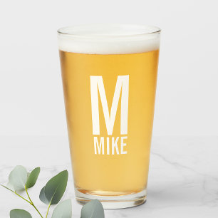 Moderne persoonlijke monogram en naam glas