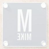 Moderne persoonlijke monogram en naam glazen onderzetter (Achterkant)