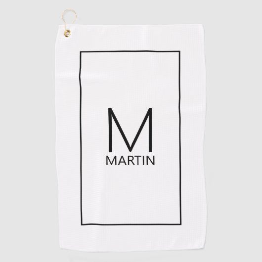 Moderne persoonlijke monogram en naam golfhanddoek (Voorkant)