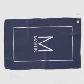 Moderne persoonlijke monogram en naam Golfhanddoek (Horizontaal)