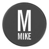 Moderne persoonlijke monogram en naam hockey puck (Voorkant)
