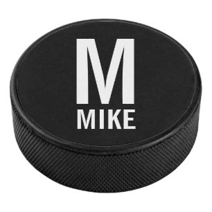 Moderne persoonlijke monogram en naam hockey puck