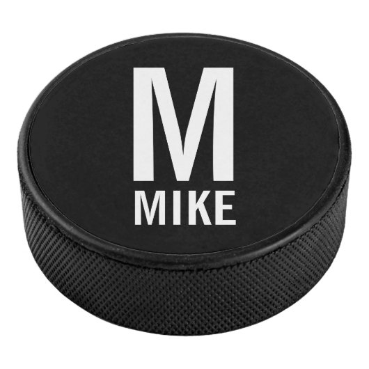 Moderne persoonlijke monogram en naam hockey puck (3/4)
