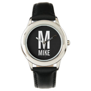 Moderne persoonlijke monogram en naam horloge